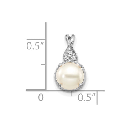 14k White Gold Cultured Pearl and Diamond Pendant