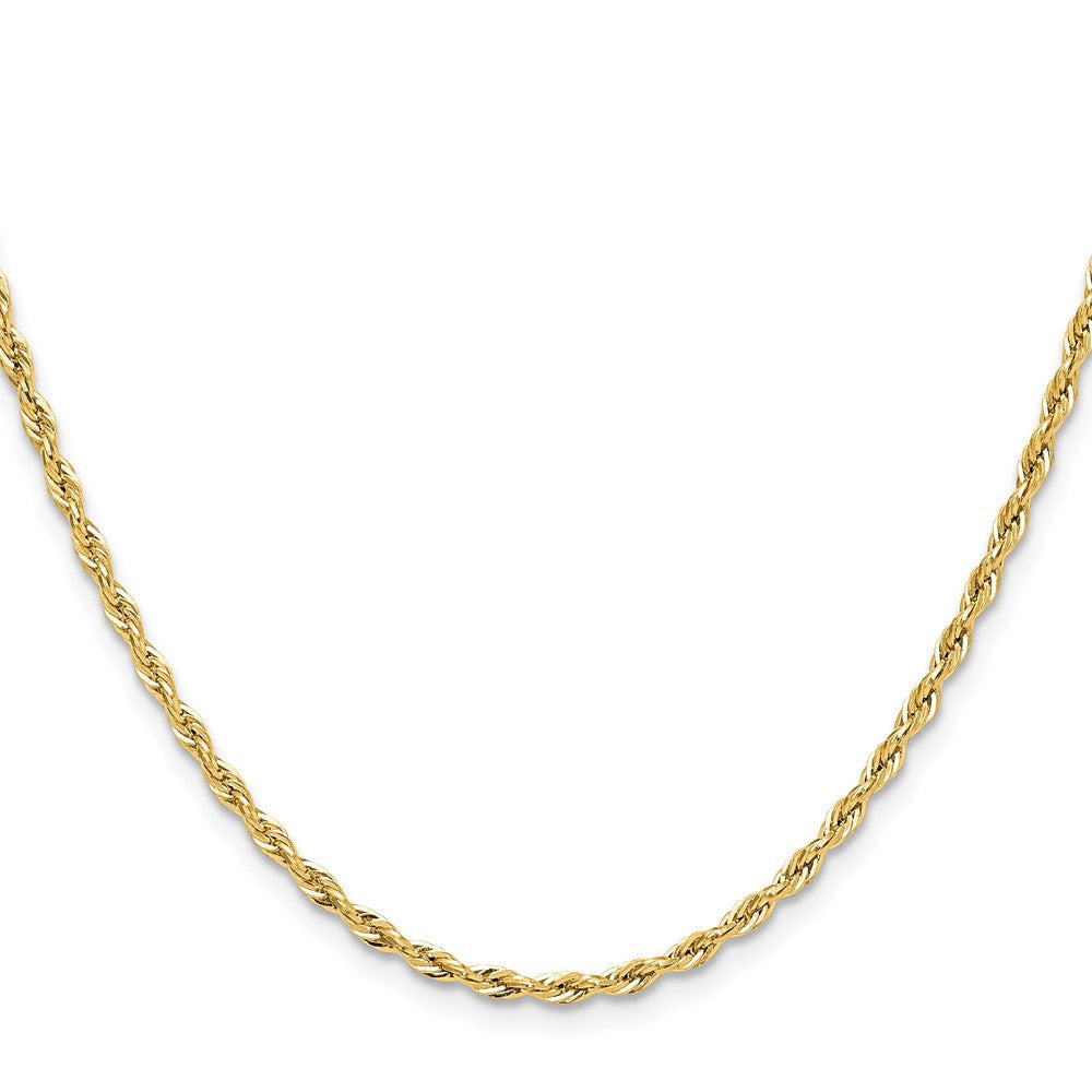 14k Yellow Gold 2.5mm Semi-Solid Rope Chain Necklace 22"