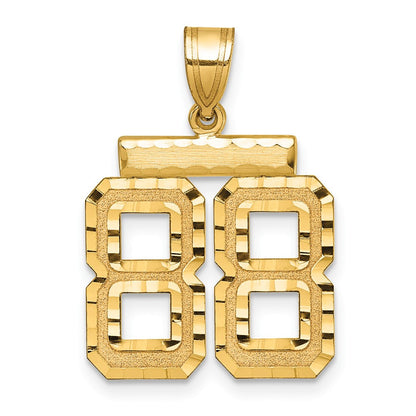 14k Yellow Gold Medium Diamond-cut Number 88 Charm Pendant