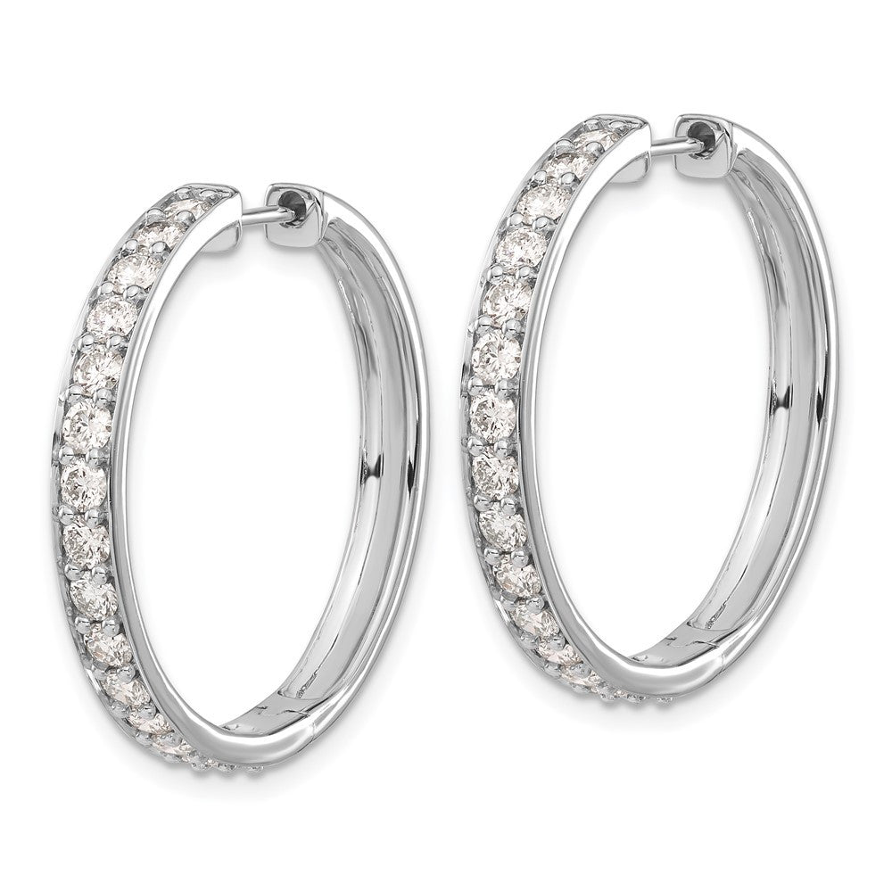 14k White Gold Diamond Hinged Hoop Earrings