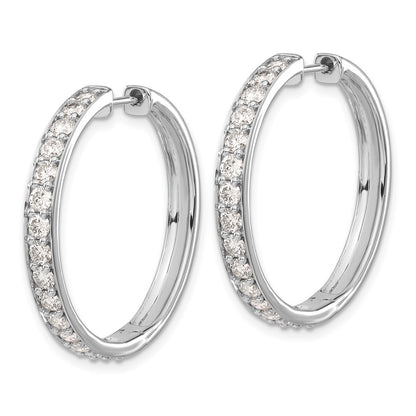 14k White Gold Diamond Hinged Hoop Earrings