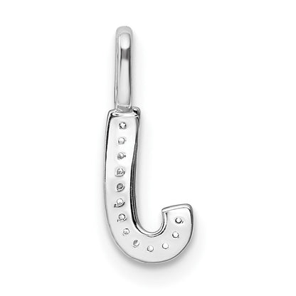 14k White Gold Diamond Letter J Initial Pendant