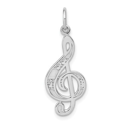 14k White Gold Treble Clef Charm Pendant