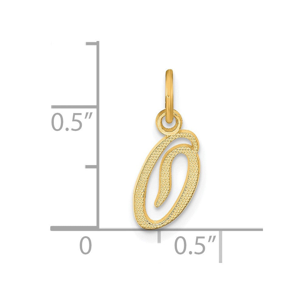 14k Yellow Gold Script Letter O Initial Charm Pendant
