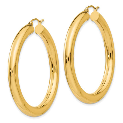 14k Yellow Gold Polished 5mm Tube Hoop Earrings