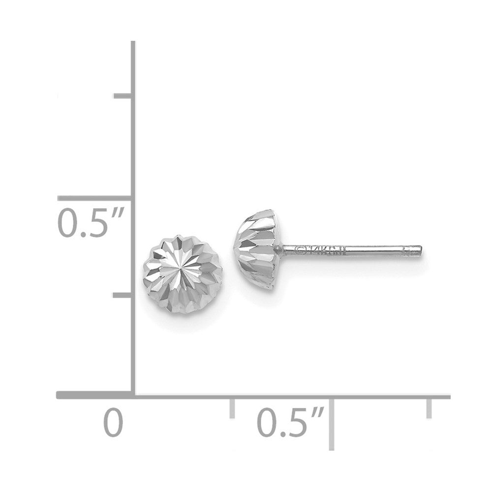 14k White Gold Polished & Diamond-Cut Half Ball Stud Earrings