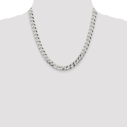 Sterling Silver 8.5mm Beveled Curb Chain Necklace 20"