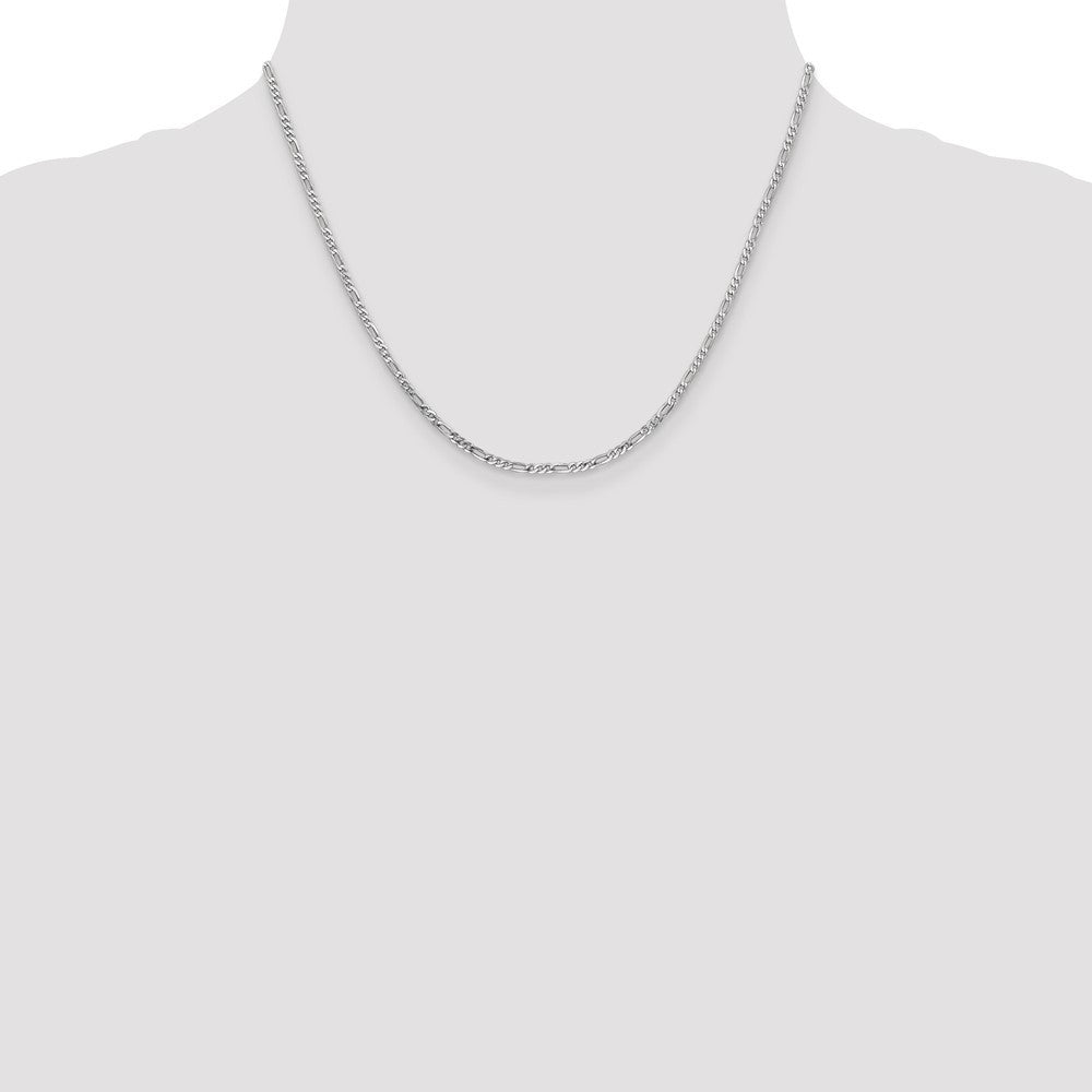14K White Gold 2.25mm Flat Figaro with Lobster Clasp Chain Necklace 18"