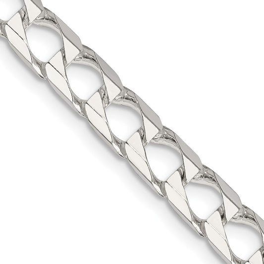 Sterling Silver 6.25mm Diamond-Cut Square Curb Chain Necklace 20"
