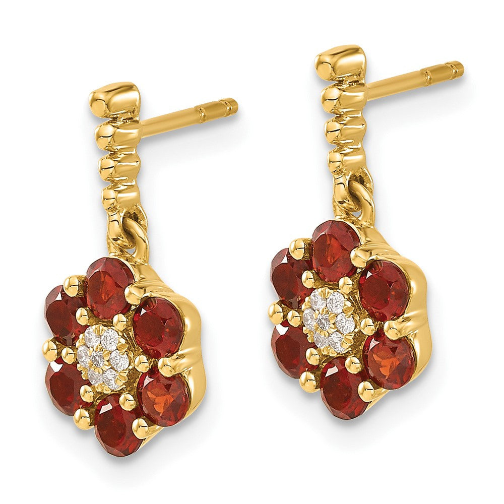 14k Yellow Gold Garnet and Diamond Drop & Dangle Earrings