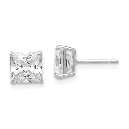 14k White Gold 6mm Square Cubic Zirconia Stud Earrings