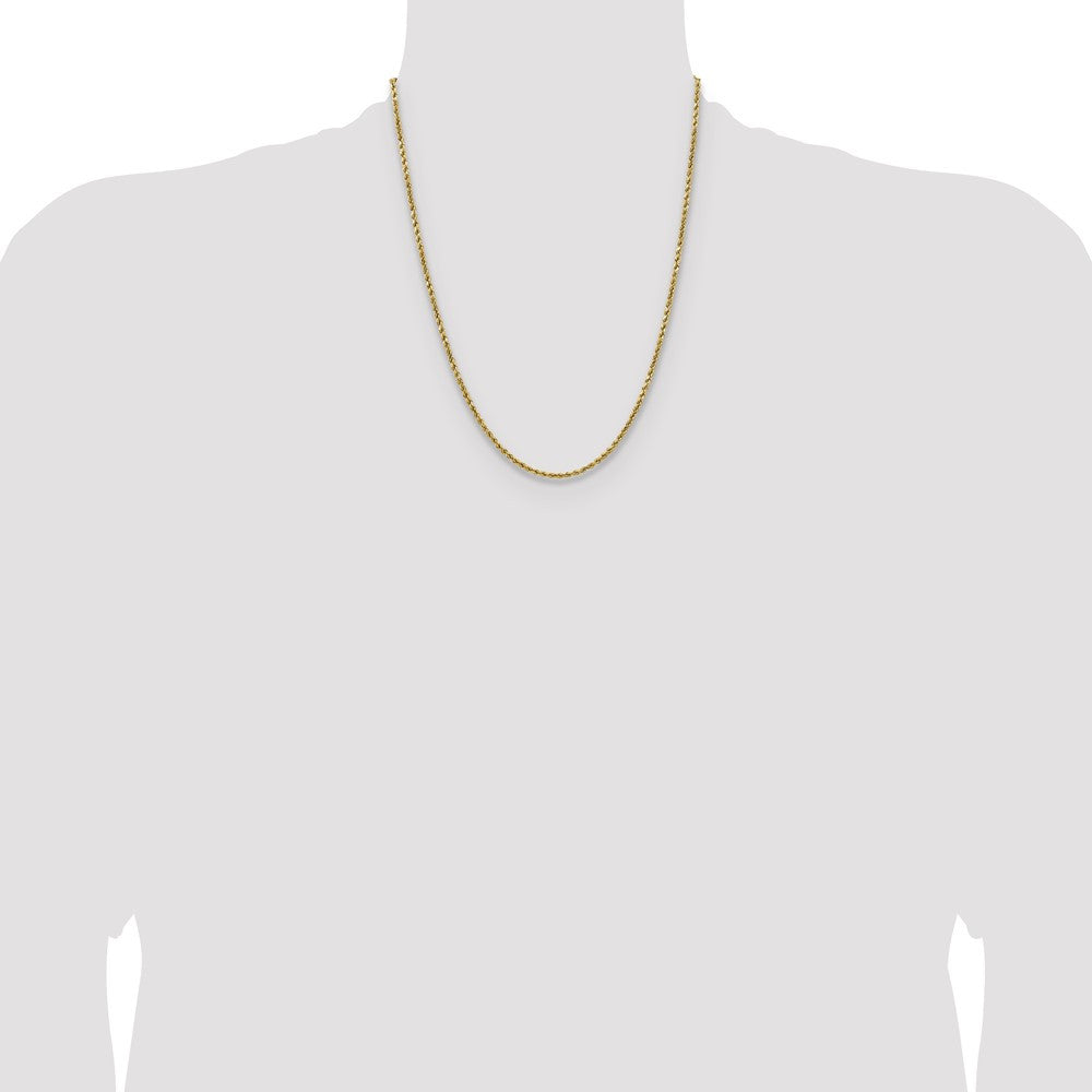 14k Yellow Gold 2.5mm Semi Solid Diamond-cut Rope Chain Necklace 22"