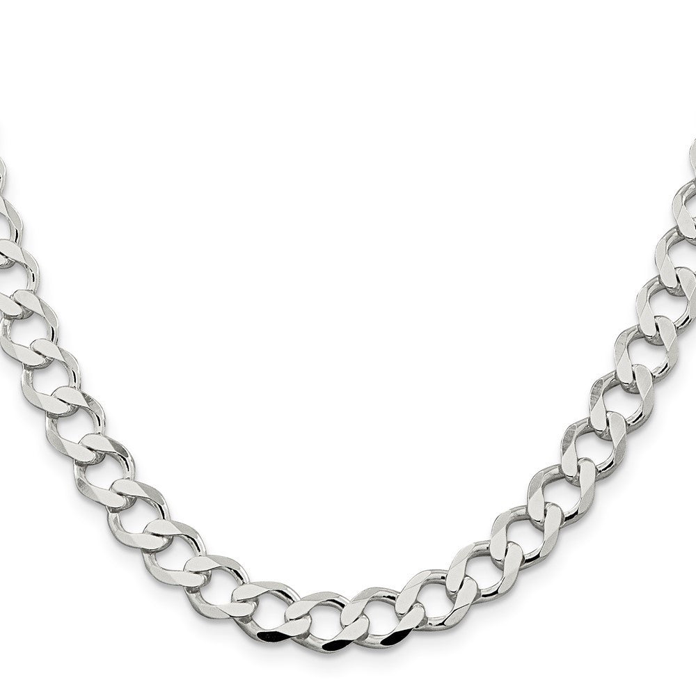 Sterling Silver 8.1mm Semi-solid Flat Curb Chain Necklace 24"