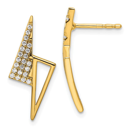 14k Yellow Gold Polished Diamond Geometric Fashion Stud Earrings