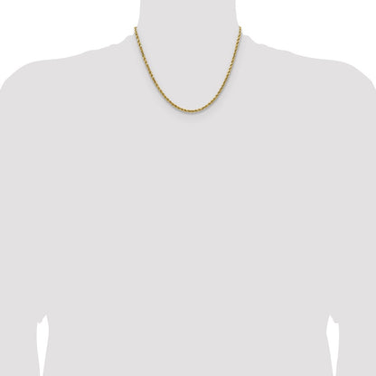 14k Yellow Gold 2.5mm Semi Solid Diamond-cut Rope Chain Necklace 18"