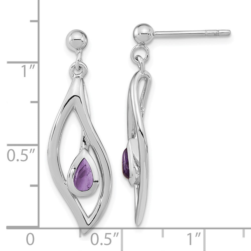 Sterling Silver Rh-plated Amethyst Dangle Earrings