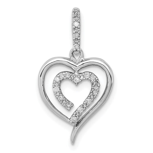 Sterling Silver Rhodium Diamond Heart Pendant
