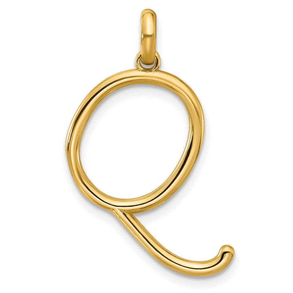 14k Yellow Gold Fancy Letter Q Initial Pendant