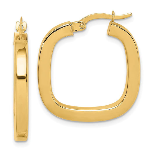 14k Yellow Gold Square Tube Hollow Hoop Earrings