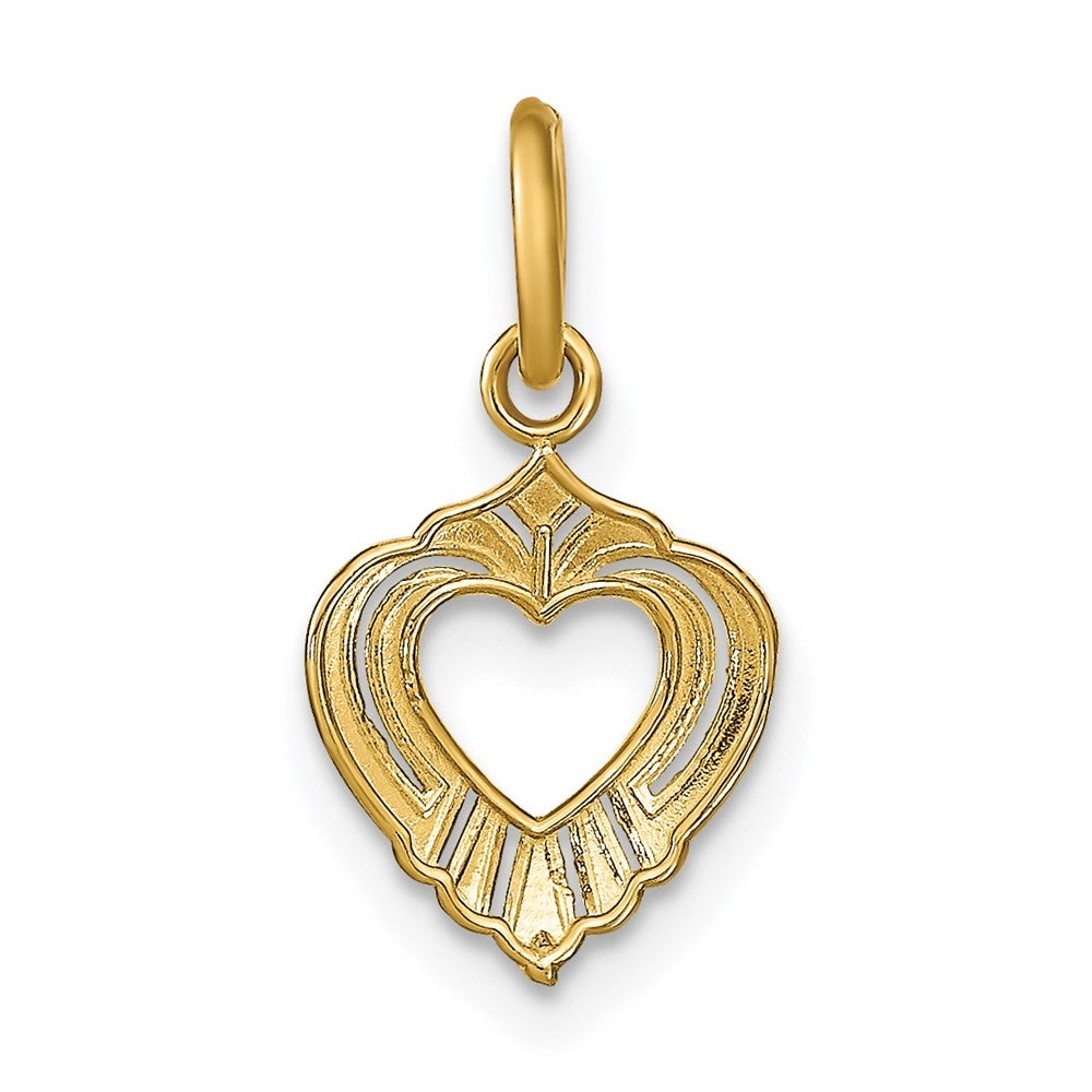 14k Yellow Gold Rhodium Mini Heart Charm Pendant
