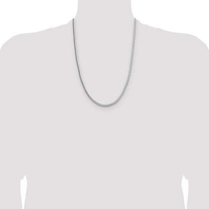 Sterling Silver 3.4mm Diamond-cut Round Franco Chain Necklace 24"