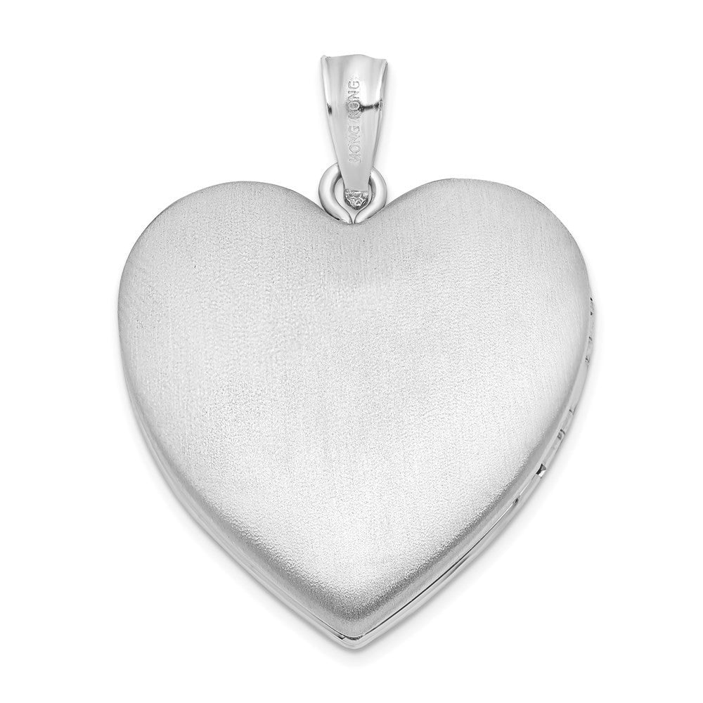 Sterling Silver Rhodium-plated 24mm Scrolled Heart Family Locket Pendant