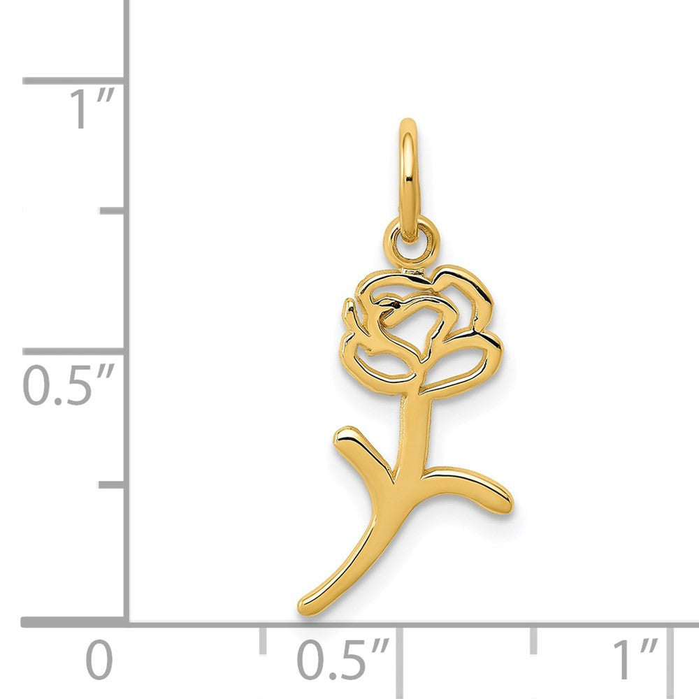 14k Yellow Gold Rose Charm Pendant