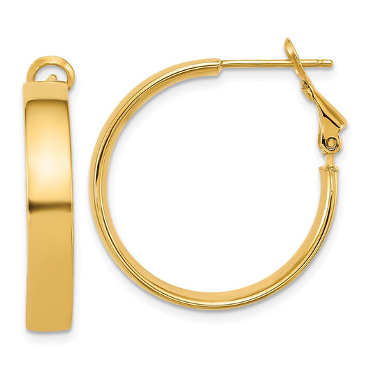 14k Yellow Gold 5mm Polished Flat Tube Omega Back Hoop Earrings