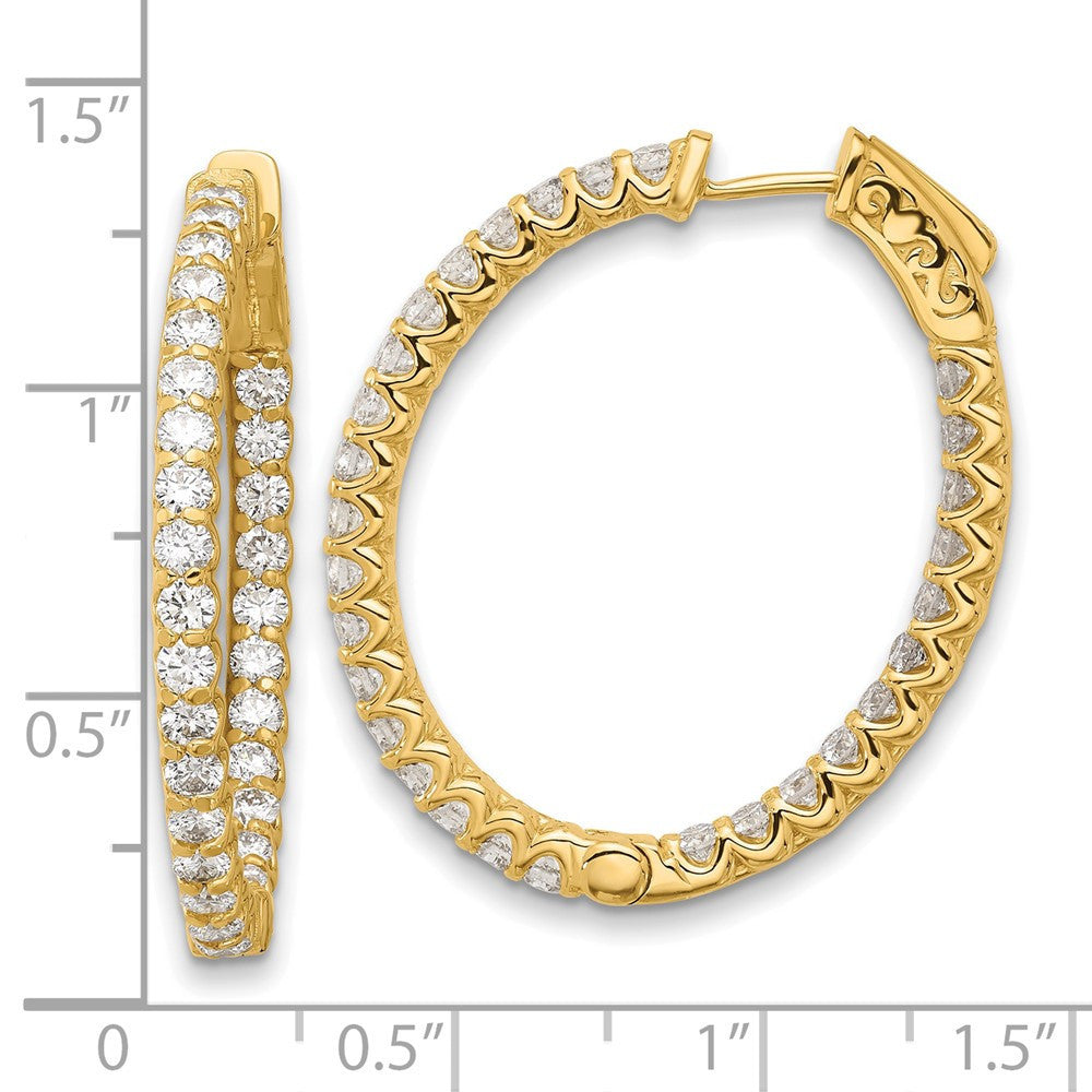 14k Yellow Gold 2.9ct Diamond In Out Oval Hoop Earrings