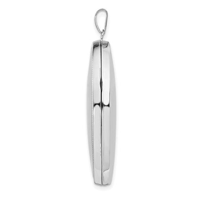 Sterling Silver Rhodium-plated 38mm Scroll Oval Locket Pendant