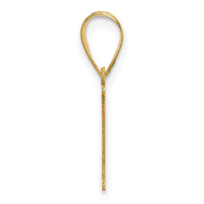 14k Yellow Gold Polished Etched Letter I Initial Pendant