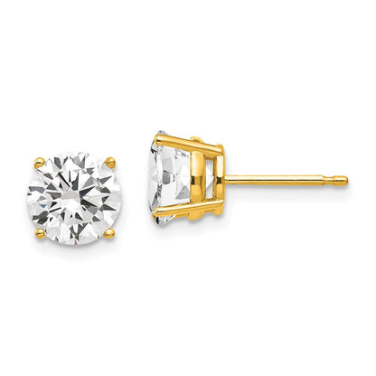 14k Yellow Gold 7mm Cubic Zirconia Stud Earrings