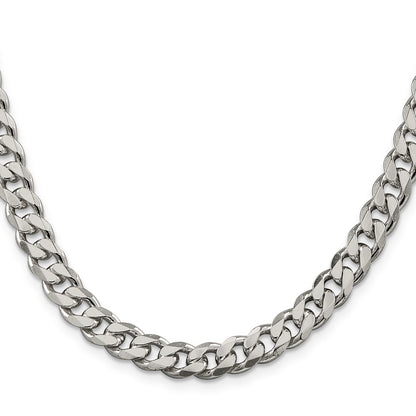 Sterling Silver 8.3mm Curb Chain Necklace 28"