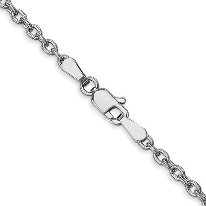 14K White Gold 2.4mm Round Open Link Cable Chain Necklace 16"
