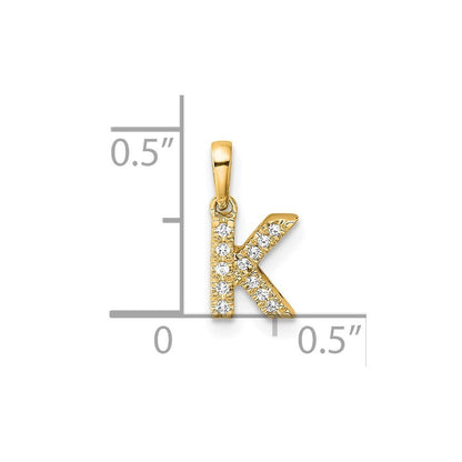 14k Yellow Gold Diamond Letter K Initial with Bail Pendant