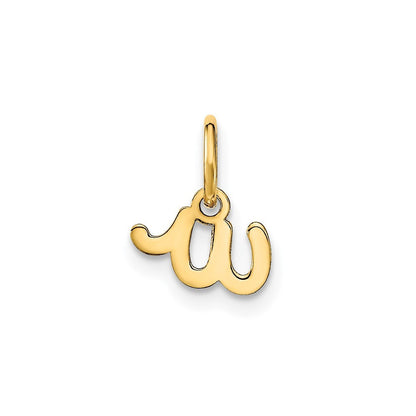 14k Yellow Gold Lower case Letter W Initial Charm Pendant