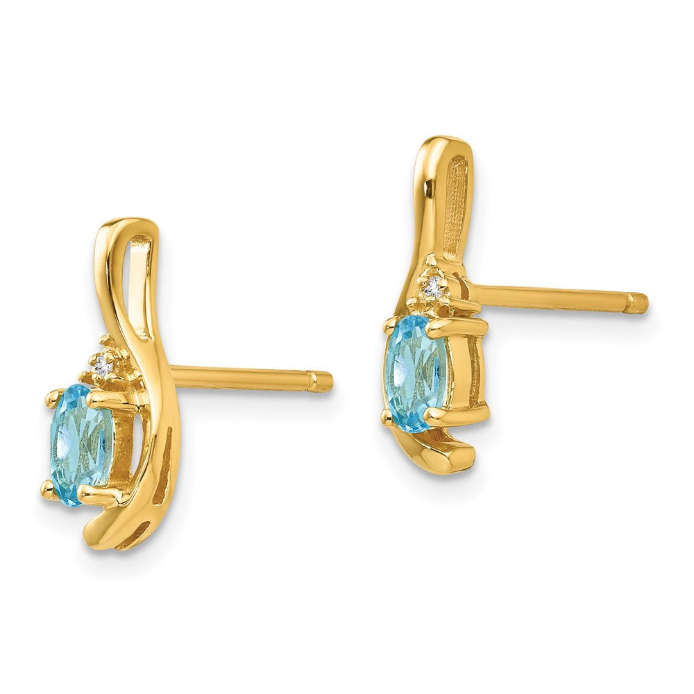 14k Yellow Gold Blue Topaz and Diamond Drop & Dangle Earrings