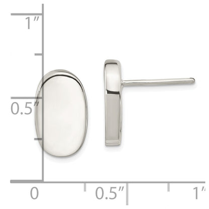 Sterling Silver Polished Oval Button Stud Earrings