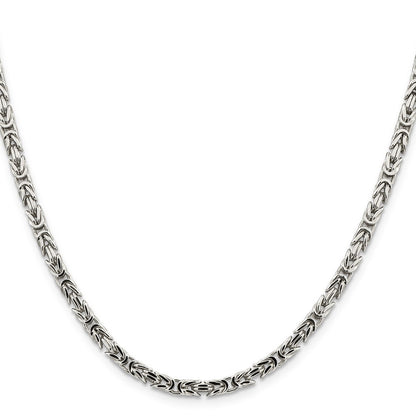 Sterling Silver 3.25mm Byzantine Chain Necklace 16"