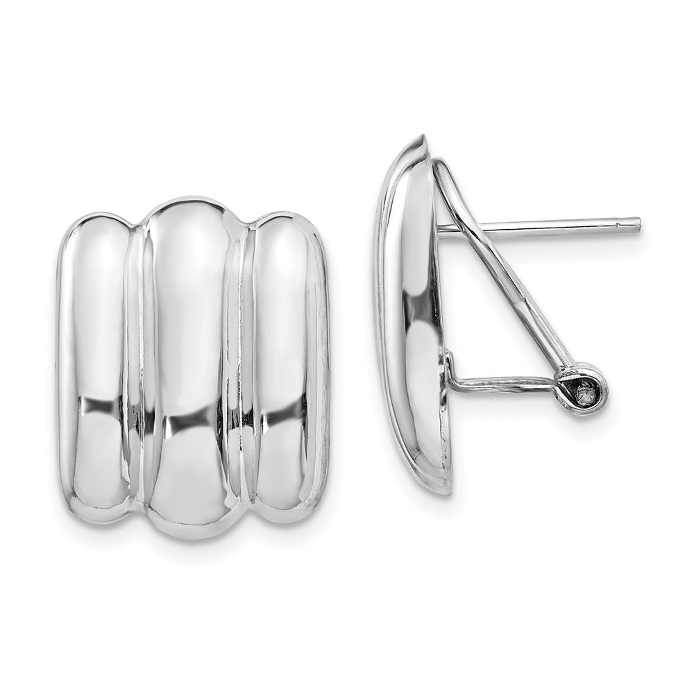 14k White Gold Polished Fancy Omega Back Stud Earrings