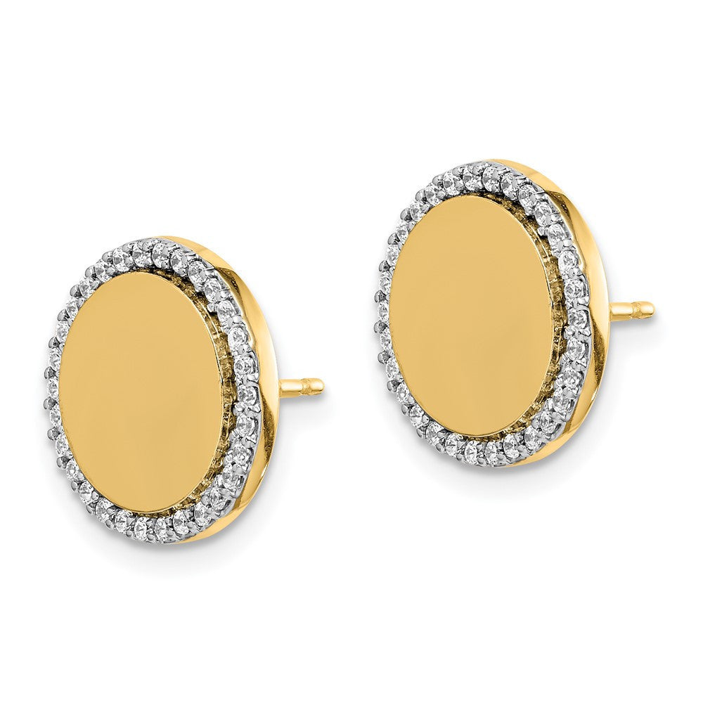 14k White Gold Diamond Fancy Circle Stud Earrings