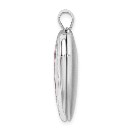 Sterling Silver 24mm Enamel & Diamond-Cut Pink Ribbon Ash Holder Locket