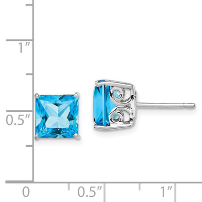 Sterling Silver Rhodium-plated Blue Topaz Stud Earrings