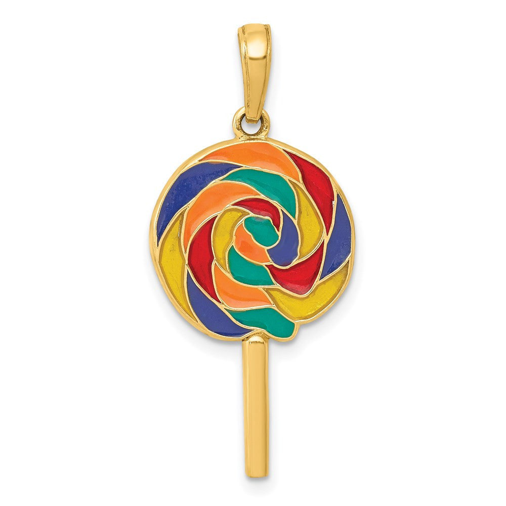 14k Yellow Gold 3D Enameled Lollipop Pendant
