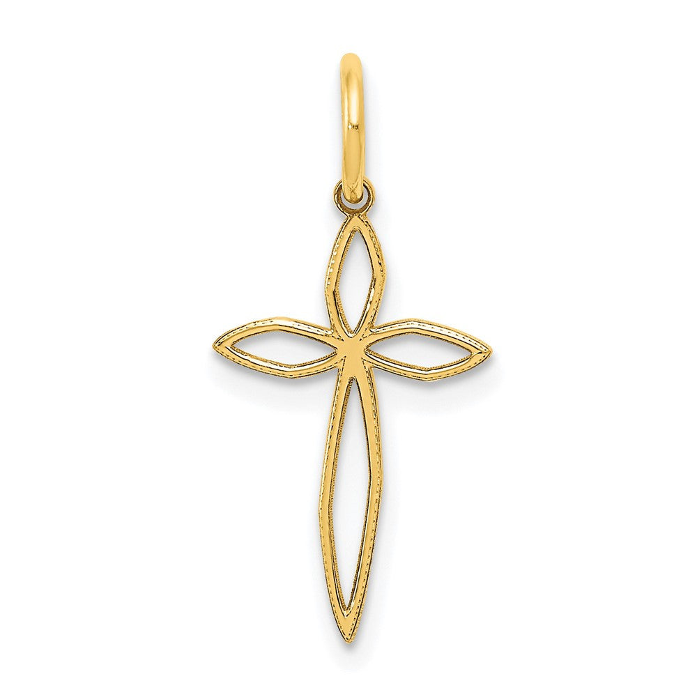 14k Yellow Gold Laser Designed Passion Cross Charm Pendant