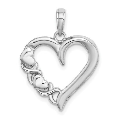 14k White Gold Polished - X- Heart Charm Pendant