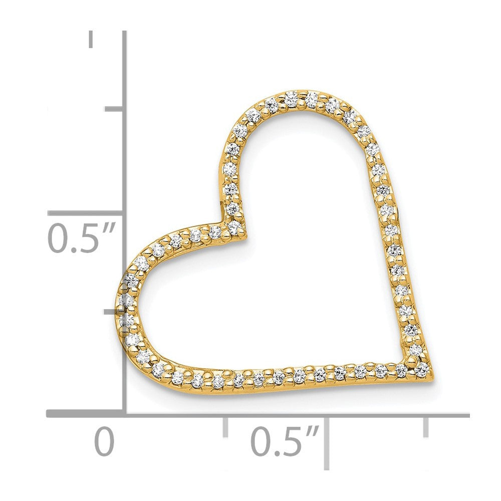 14k Yellow Gold 1/6ct. Diamond Heart Chain Slide Pendant