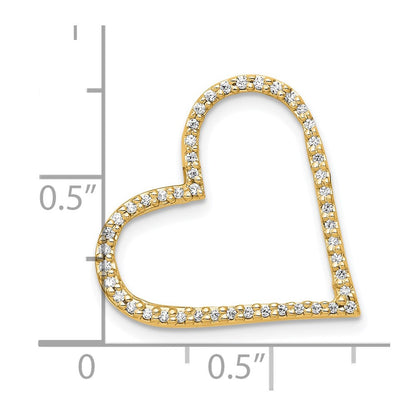 14k Yellow Gold 1/6ct. Diamond Heart Chain Slide Pendant