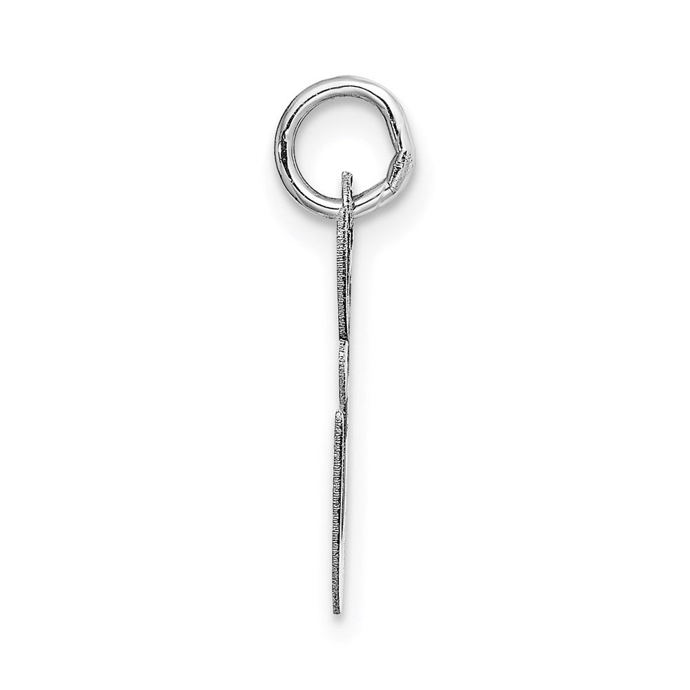 14k White Gold Medium Fancy Script Letter E Initial Charm Pendant
