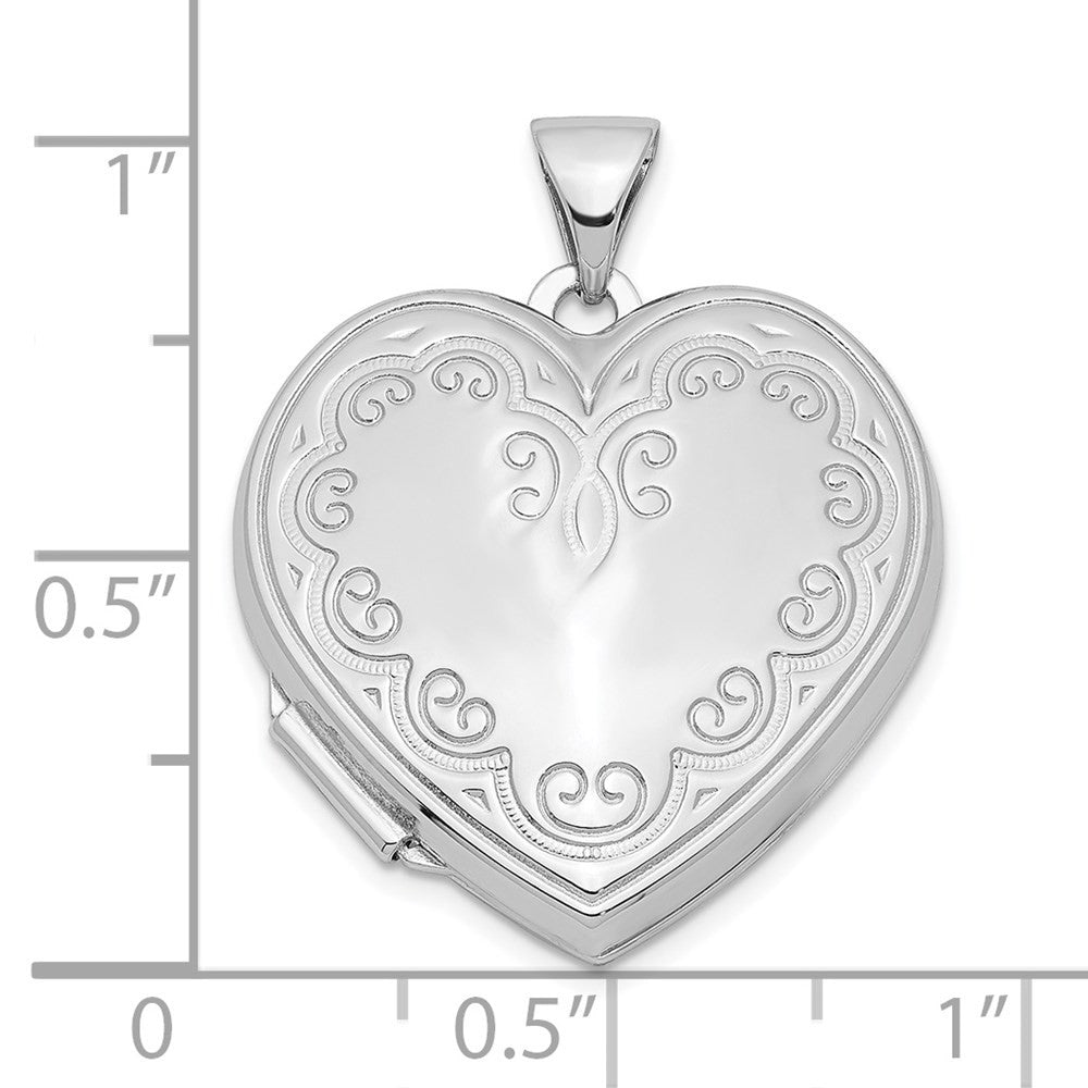Sterling Silver Rhodium-plated Heart Locket Pendant